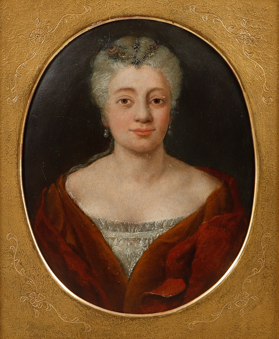 OKÄND KONSTNÄR. Porträtt, olja på kopparplåt, 1700-tal.