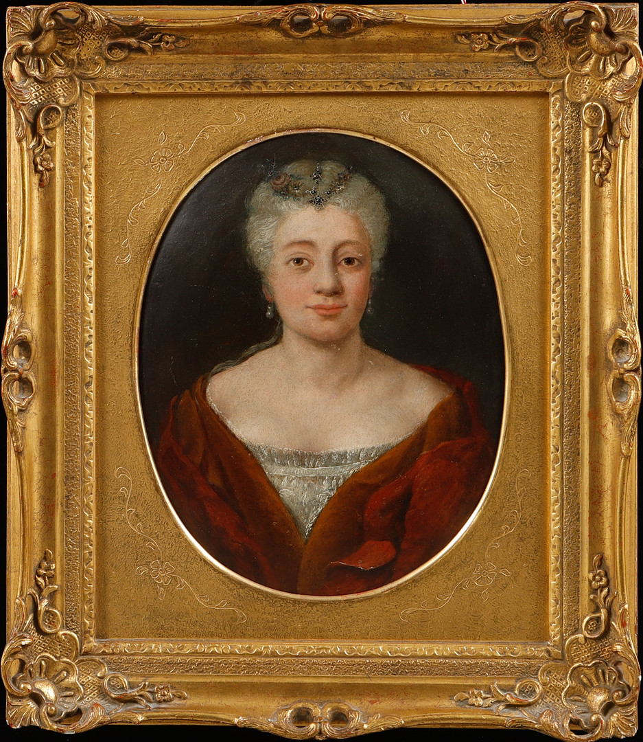 OKÄND KONSTNÄR. Porträtt, olja på kopparplåt, 1700-tal.