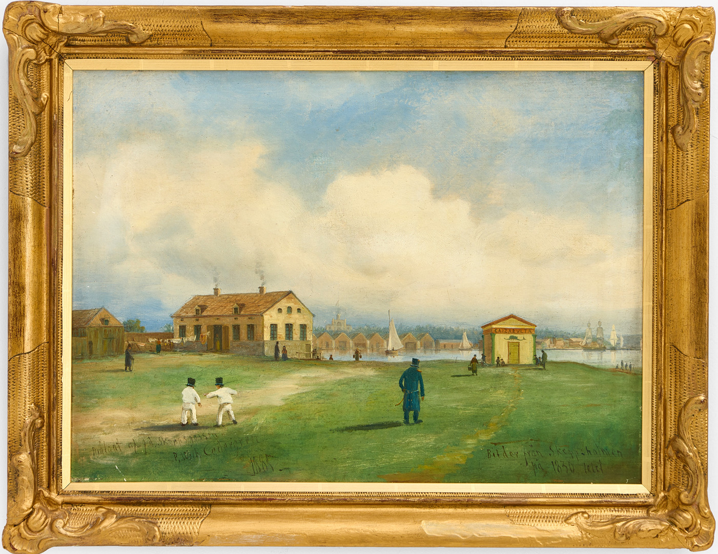 PER WILHELM CEDERGREN (Sverige, 1820-1896): ”Bilder från Skeppsholmen", "Målad af fd skeppsgossen Per Wilh Cedergren 1885, olja på duk.