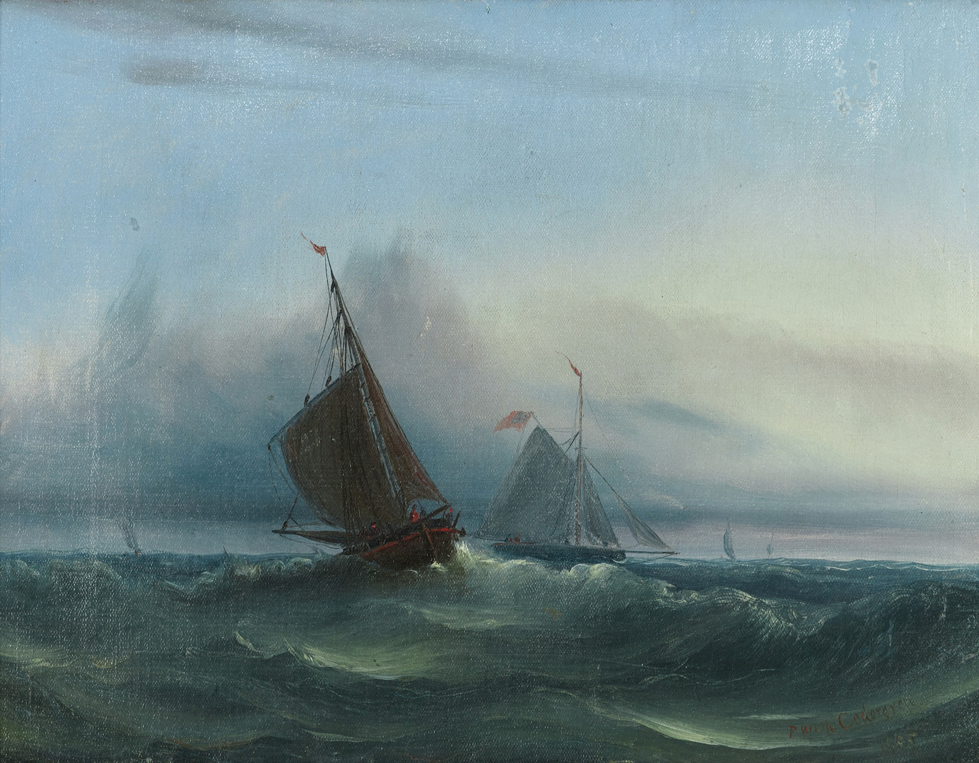 PER WILHELM CEDERGREN (Sverige, 1820-1896). Segelfartyg till havs, signerad och daterad P Wilh Cedergren 1855, olja på duk.