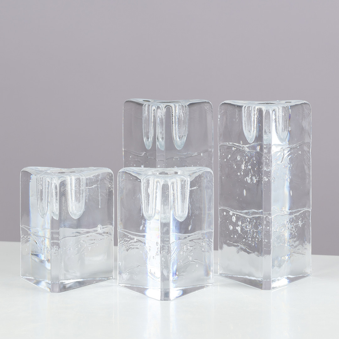 TIMO SARPANEVA. 1926-2006. LYSESTAGER, fire stk, glas, 'Archipelago', Iittala, Finland. (4).