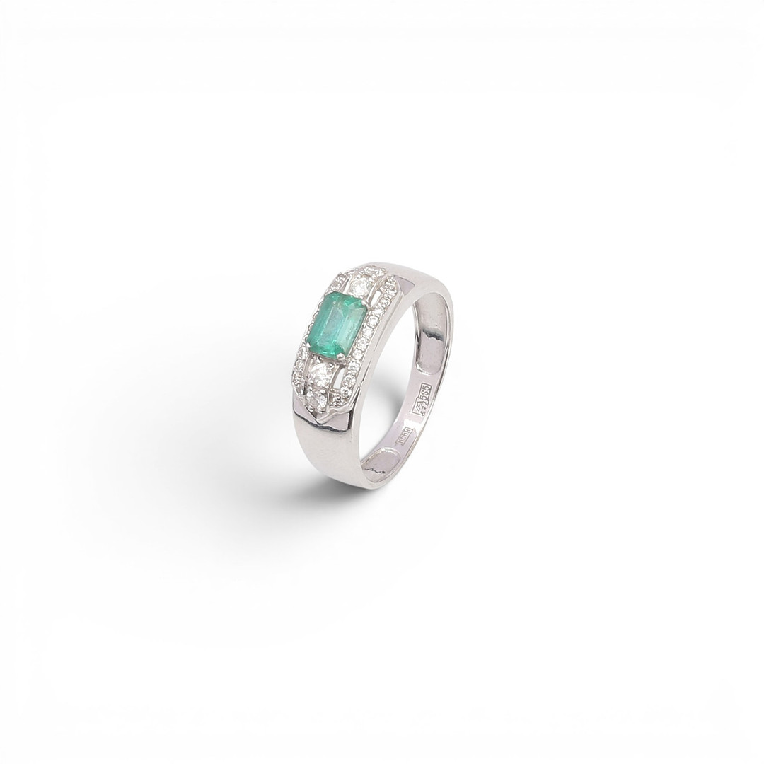 Art Deco style diamonds and emerald ring.