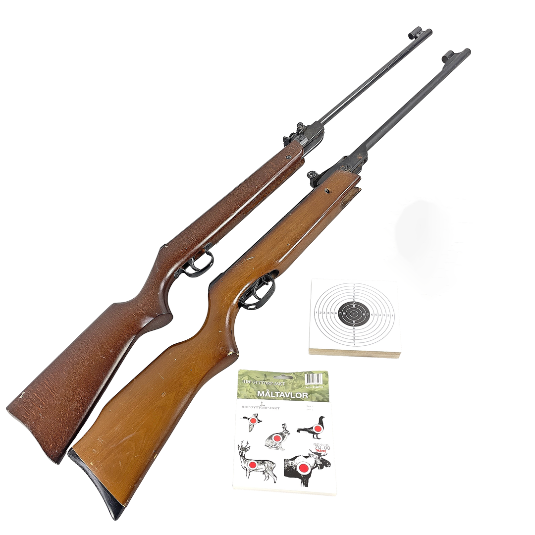 LUFTGEVÄR, 2 st. Diana Mod. 24, Gamo Expo-26, med tillbehör.