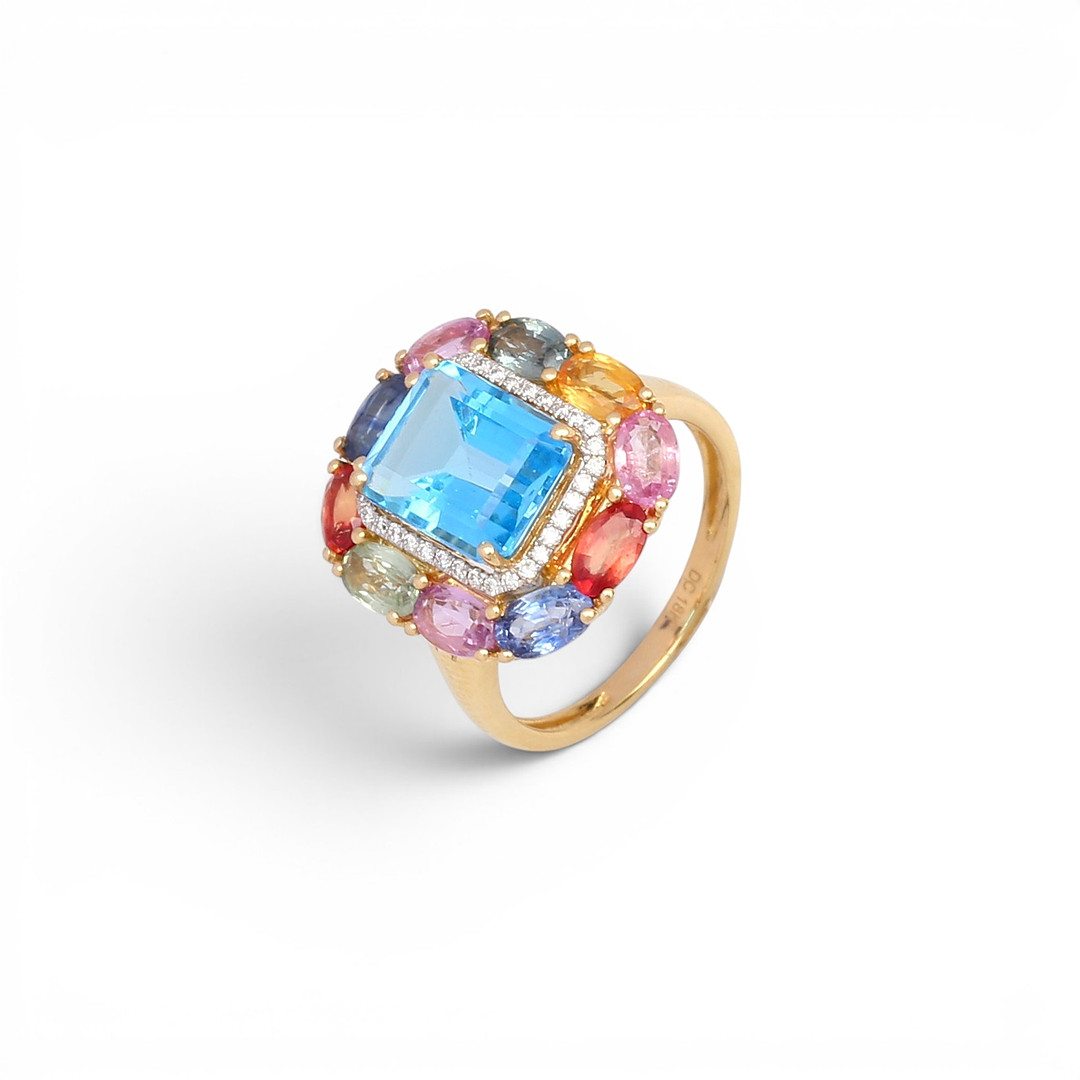 Topaz and sapphires ring.