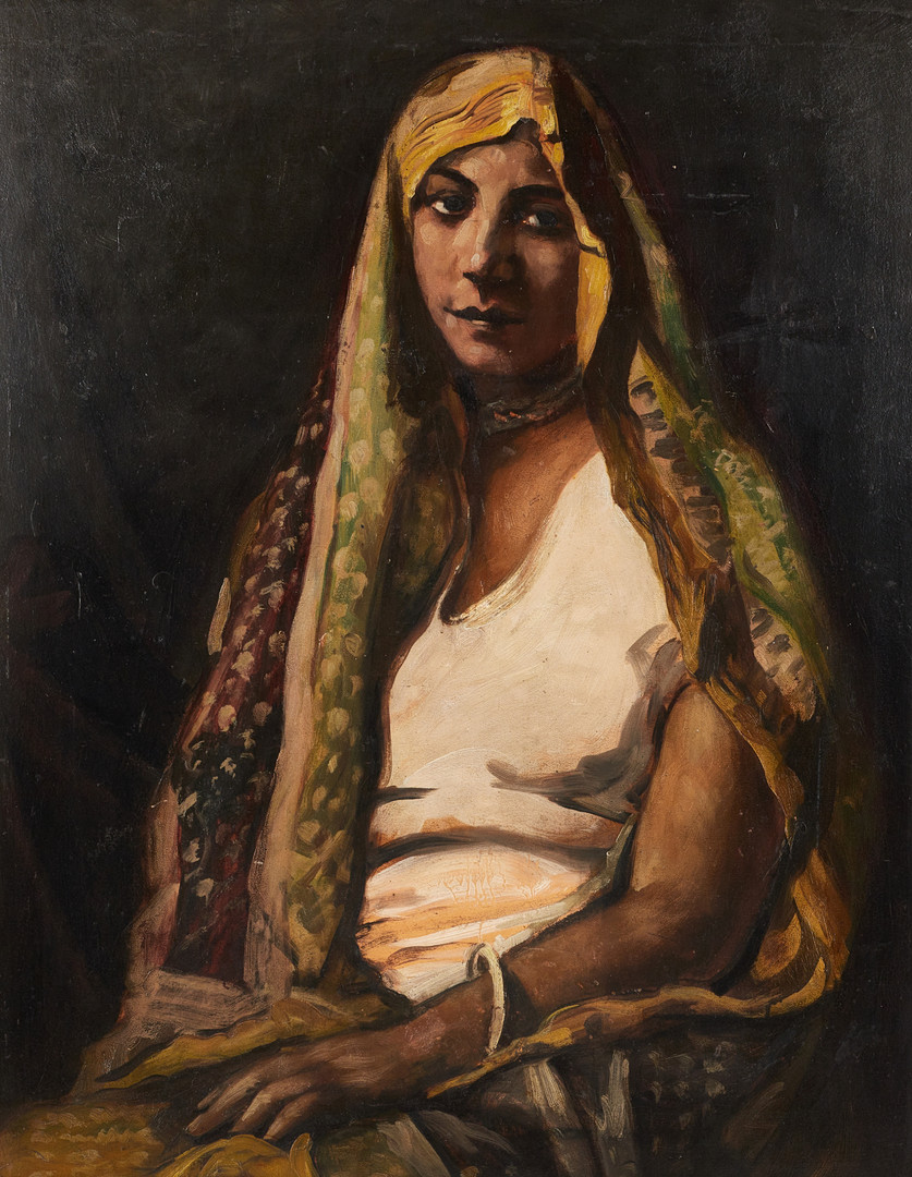 OKÄND KONSTNÄR (1900-tal), Orientalisk kvinna, olja på pannå.