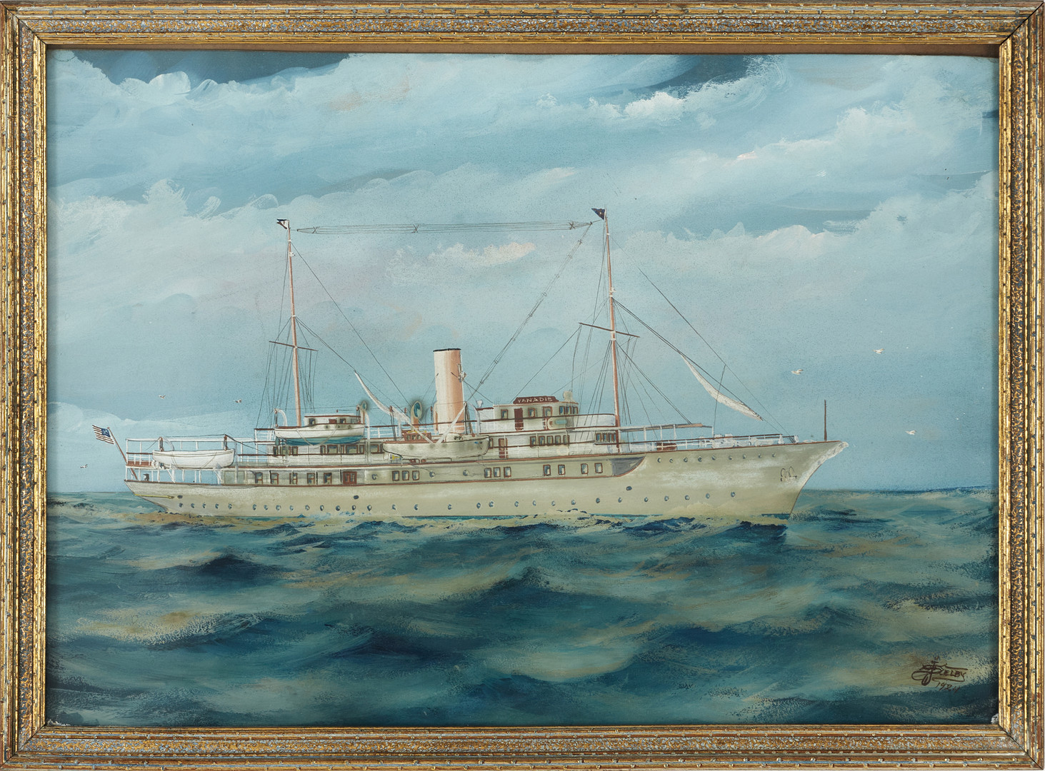JOE SELBY (USA, 1893-1960), Båtporträtt, signerad och daterad 1924, gouache.