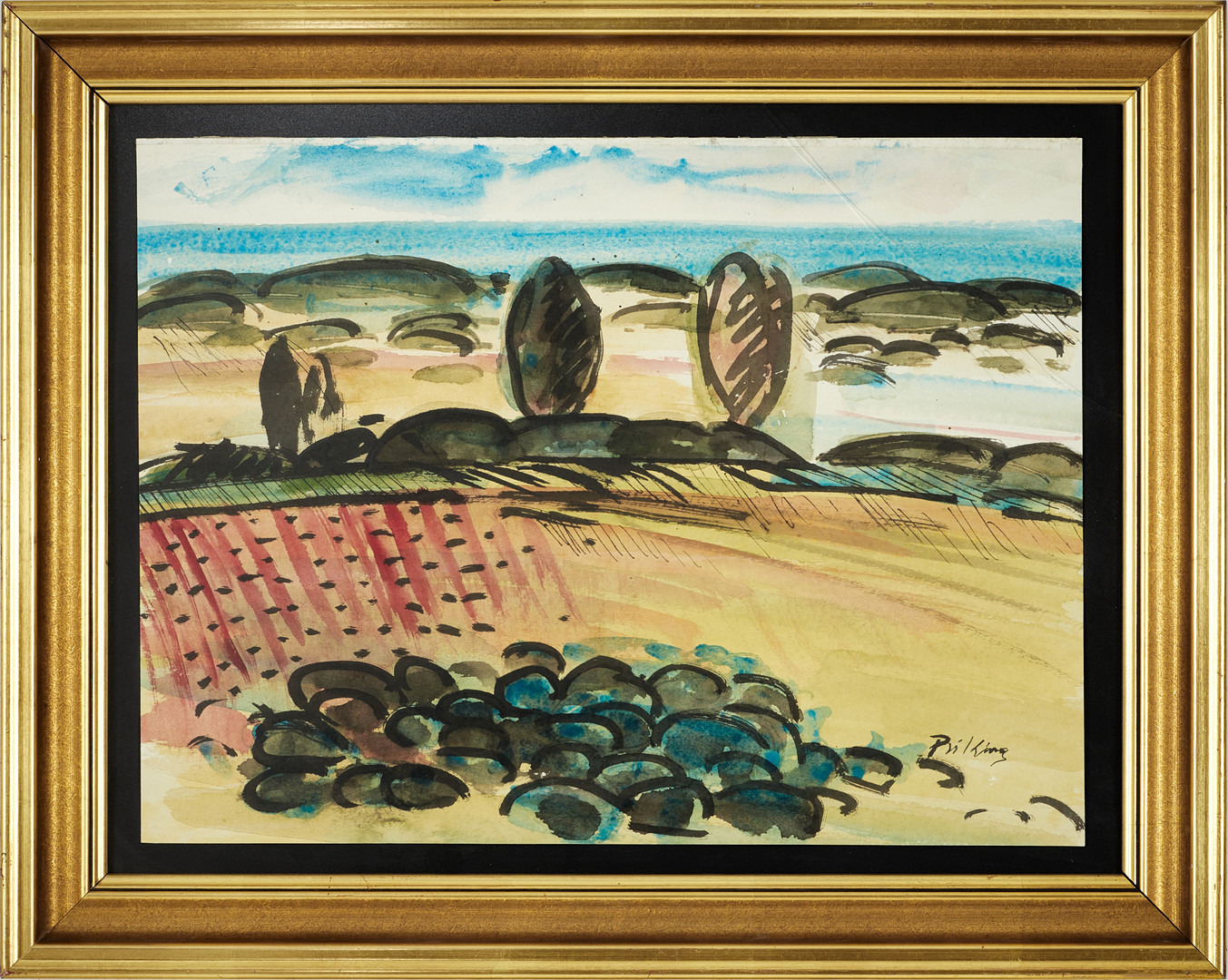 FRANZ PRIKING (Tyskland, 1929-1979), Paysage, signerad, akvarell.
