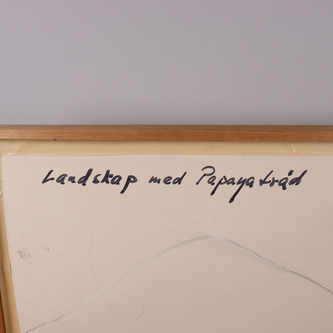 BOTVID KIHLMAN. akvarell, "Landskap med Papayaträd".