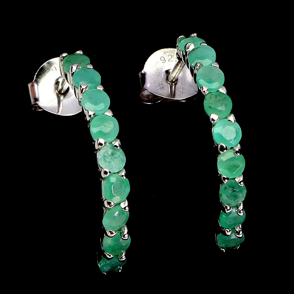 EMERALD SILVER EARRINGS.