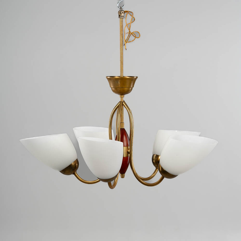TAKLAMPA, Mässing, Teak. Art Deco.