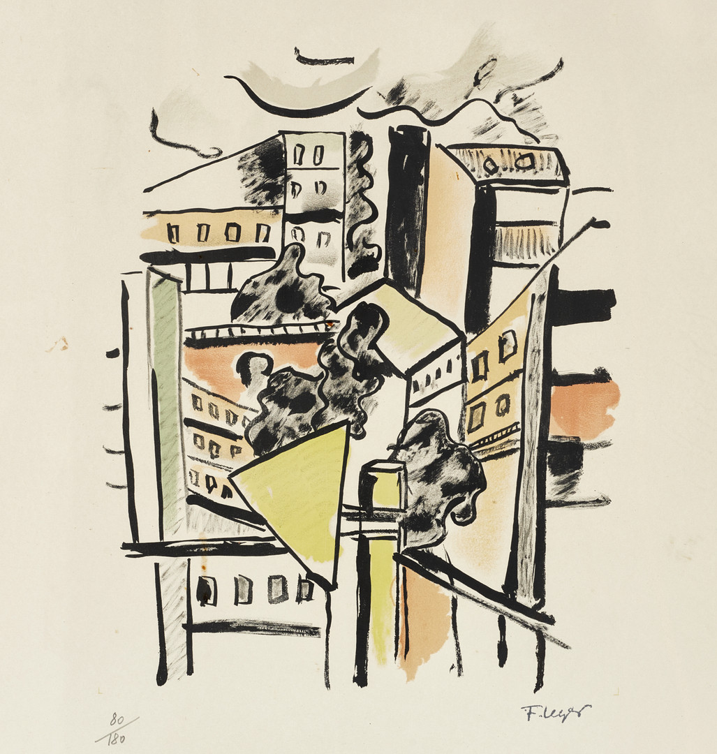 FERNAND LÉGER (Frankrike, 1881-1955). Efter. Stadsmotiv ur serien "La Ville", stämpelsignerad, numrerad 80/180, färglitografi.