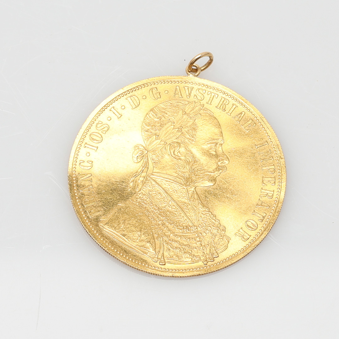 GULDMYNT, 4 dukater, 23K guld, Österrike, 1915.