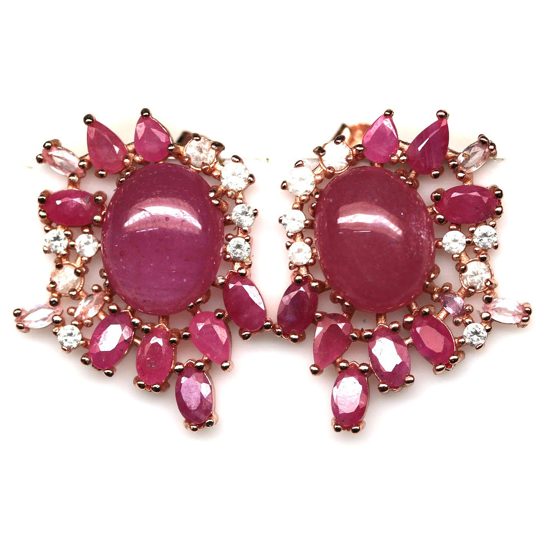 RUBY SET SILVER EARRINGS.