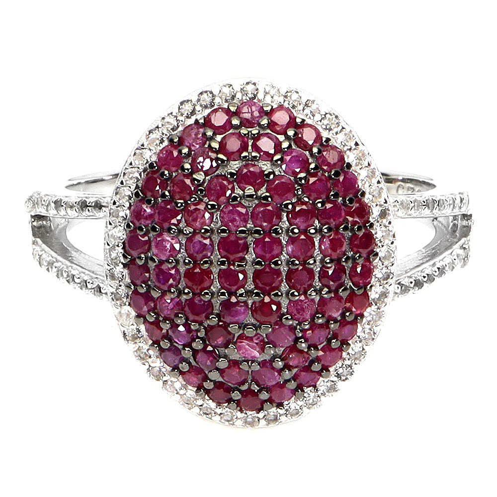 SILVER RUBY SET RING.