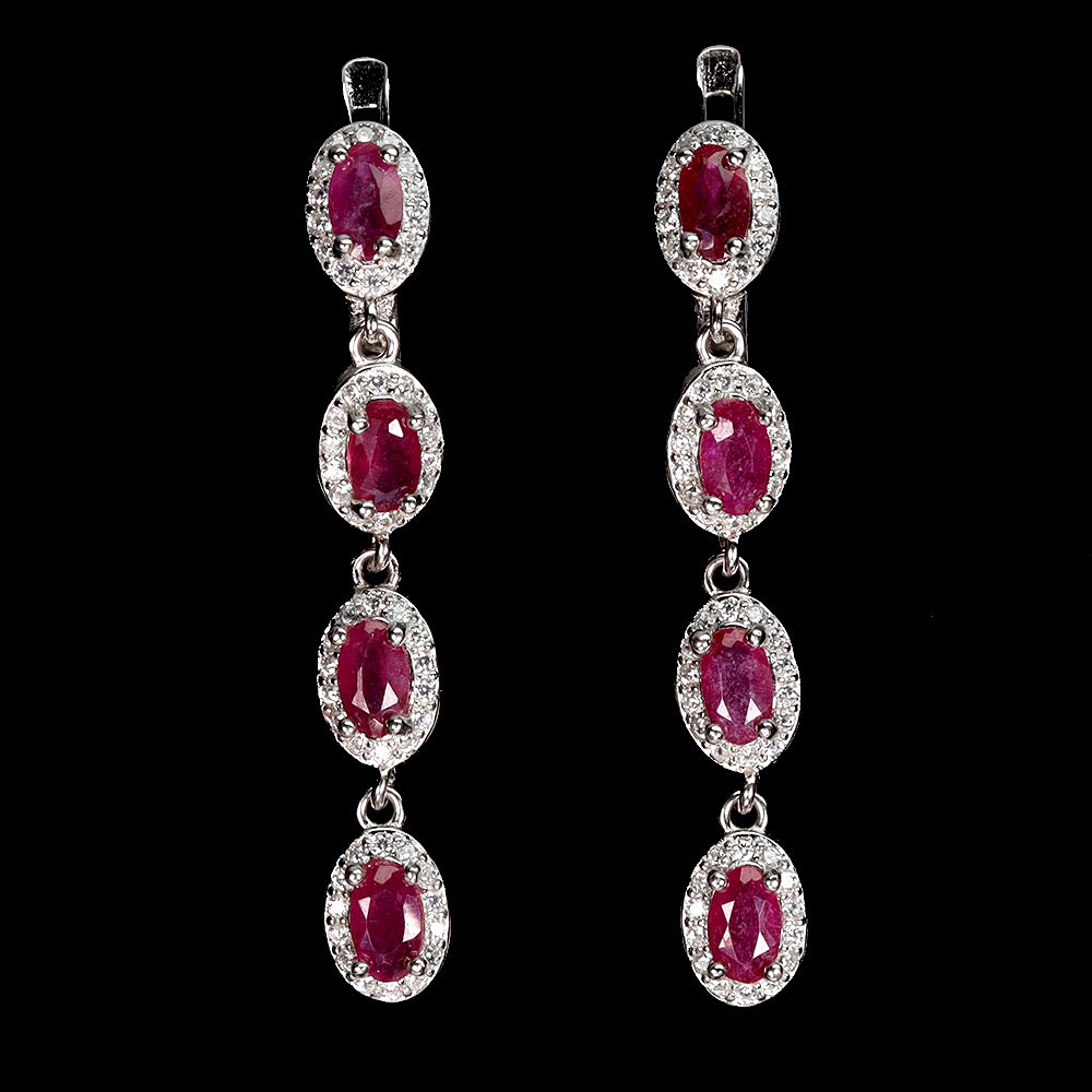 OVAL RUBY DROP EARRINGS.