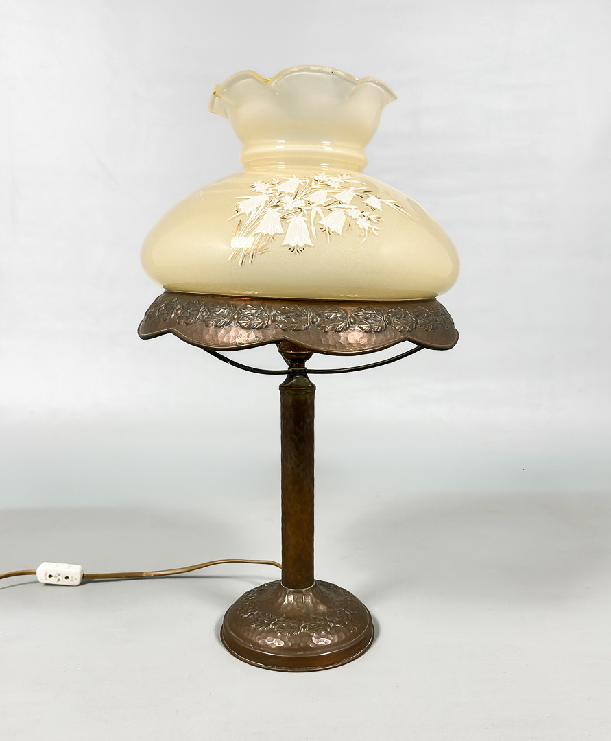 BORDSLAMPA, koppar, glas, Strindberg-stil, 1900-tal.