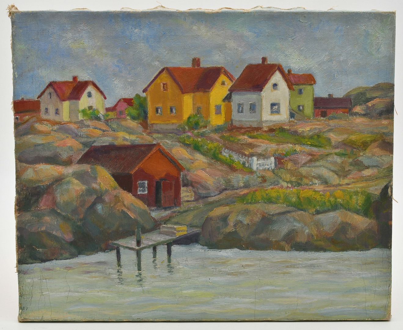 SVEN SJÖDÉN. 4 st tavlor. Landskap och stilleben. 2 st olja på pannå, 2 st oljekrita.