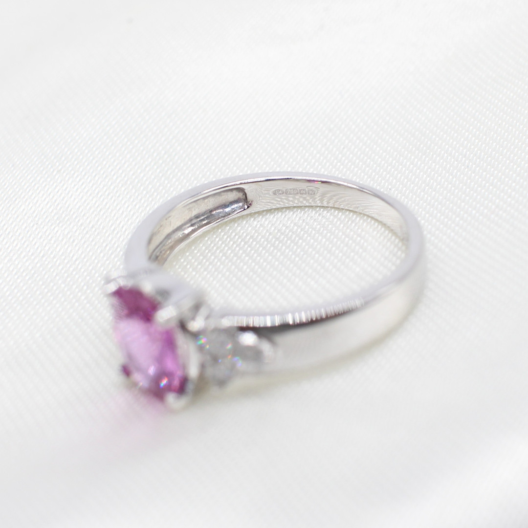 DIAMOND & PINK SAPPHIRE TRILOGY RING.