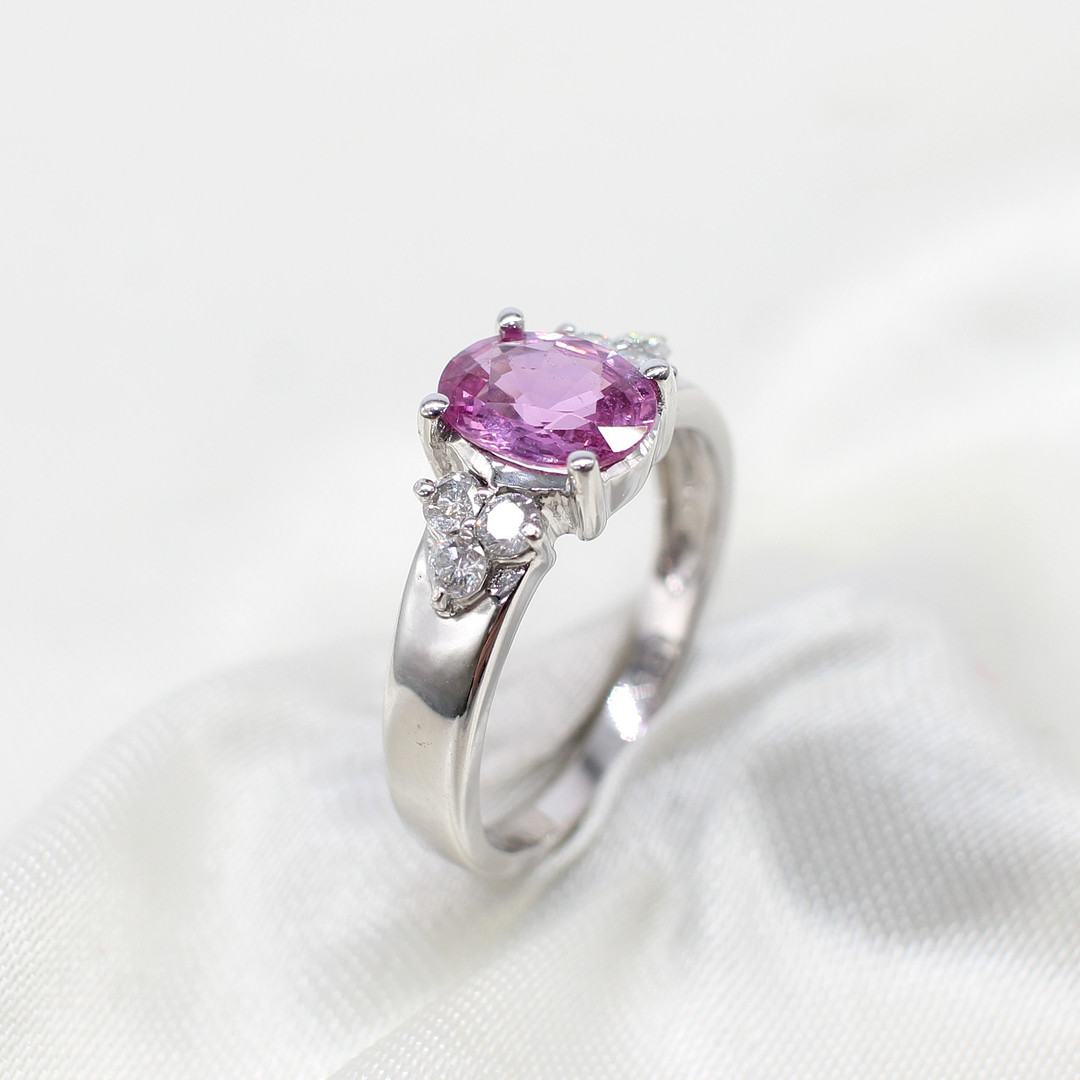 DIAMOND & PINK SAPPHIRE TRILOGY RING.