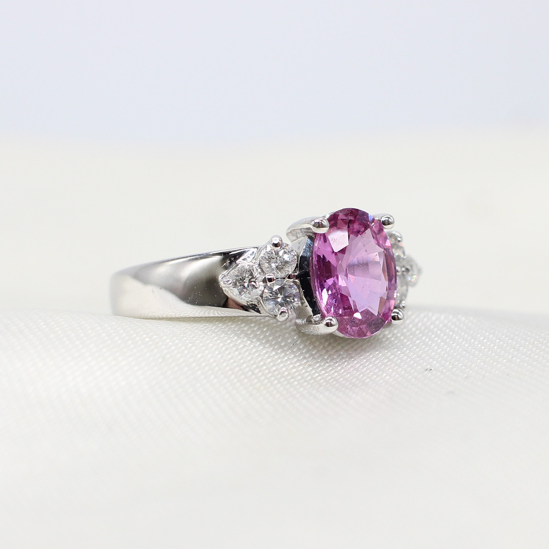 DIAMOND & PINK SAPPHIRE TRILOGY RING.