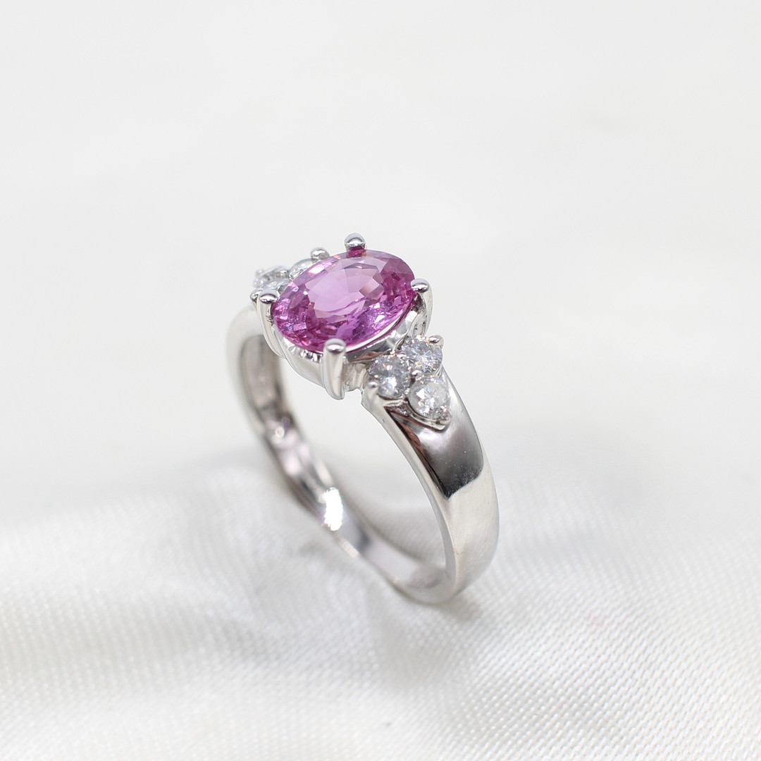 DIAMOND & PINK SAPPHIRE TRILOGY RING.