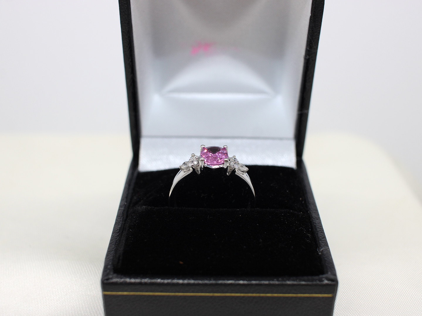 DIAMOND & PINK SAPPHIRE TRILOGY RING.