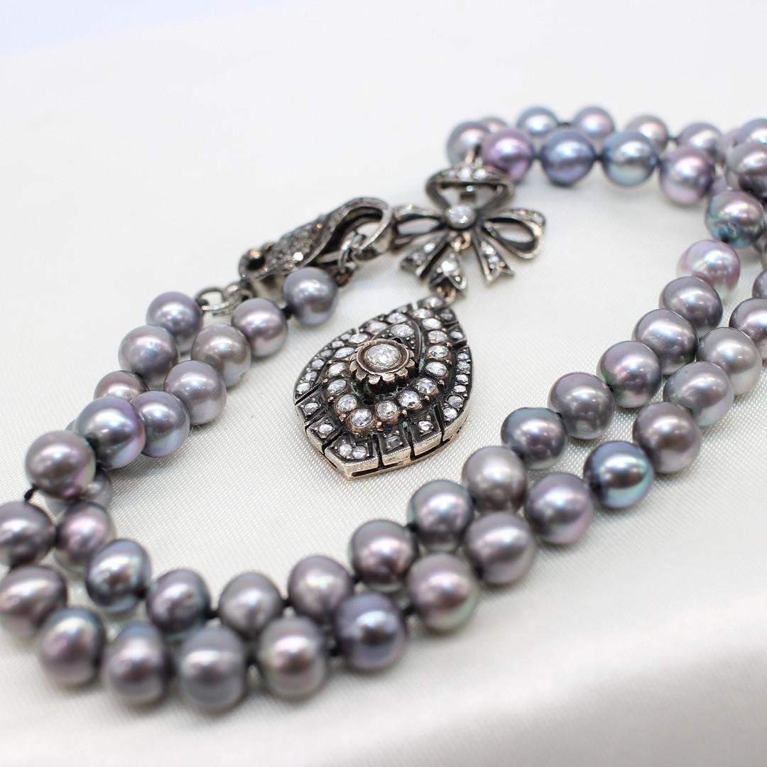 PEARL, RUBY & DIAMOND NECKLACE.