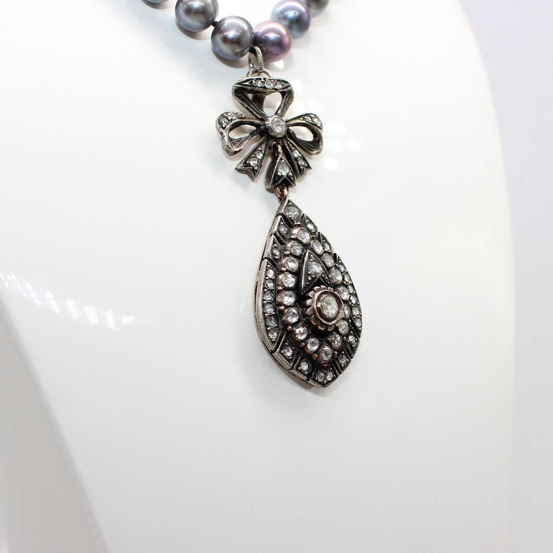 PEARL, RUBY & DIAMOND NECKLACE.