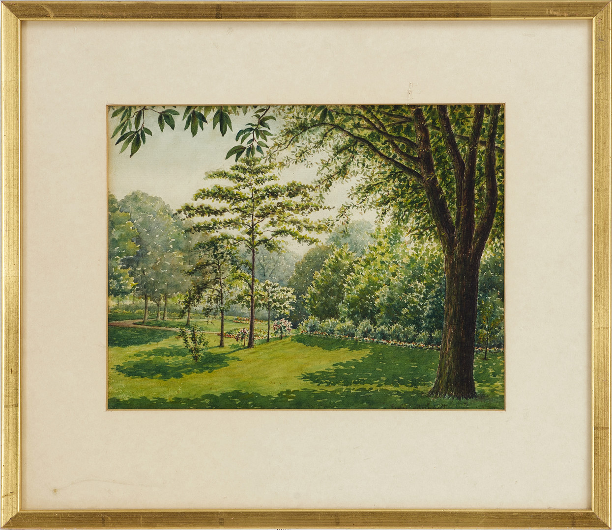JULES MOUQUET (Frankrike, 1800/1900-tal). Blommande park, signerad i blyerts, akvarell.