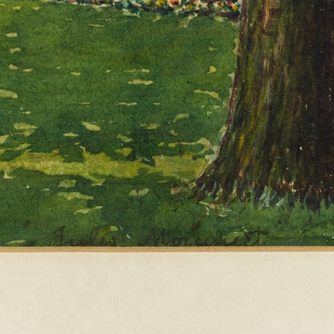 JULES MOUQUET (Frankrike, 1800/1900-tal). Blommande park, signerad i blyerts, akvarell.