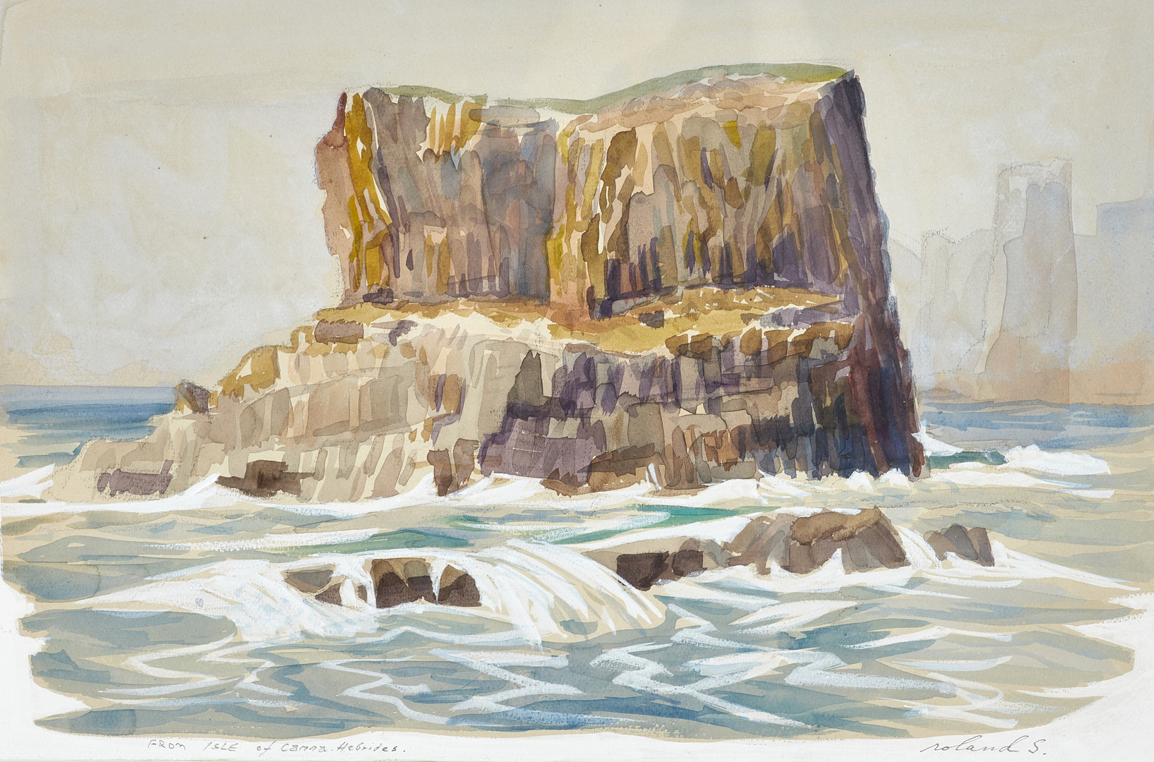 ROLAND SVENSSON (1910–2003). "From Isle of Canna, Hebrides", signerad, roland S, akvarell/gouache med täckvitt.