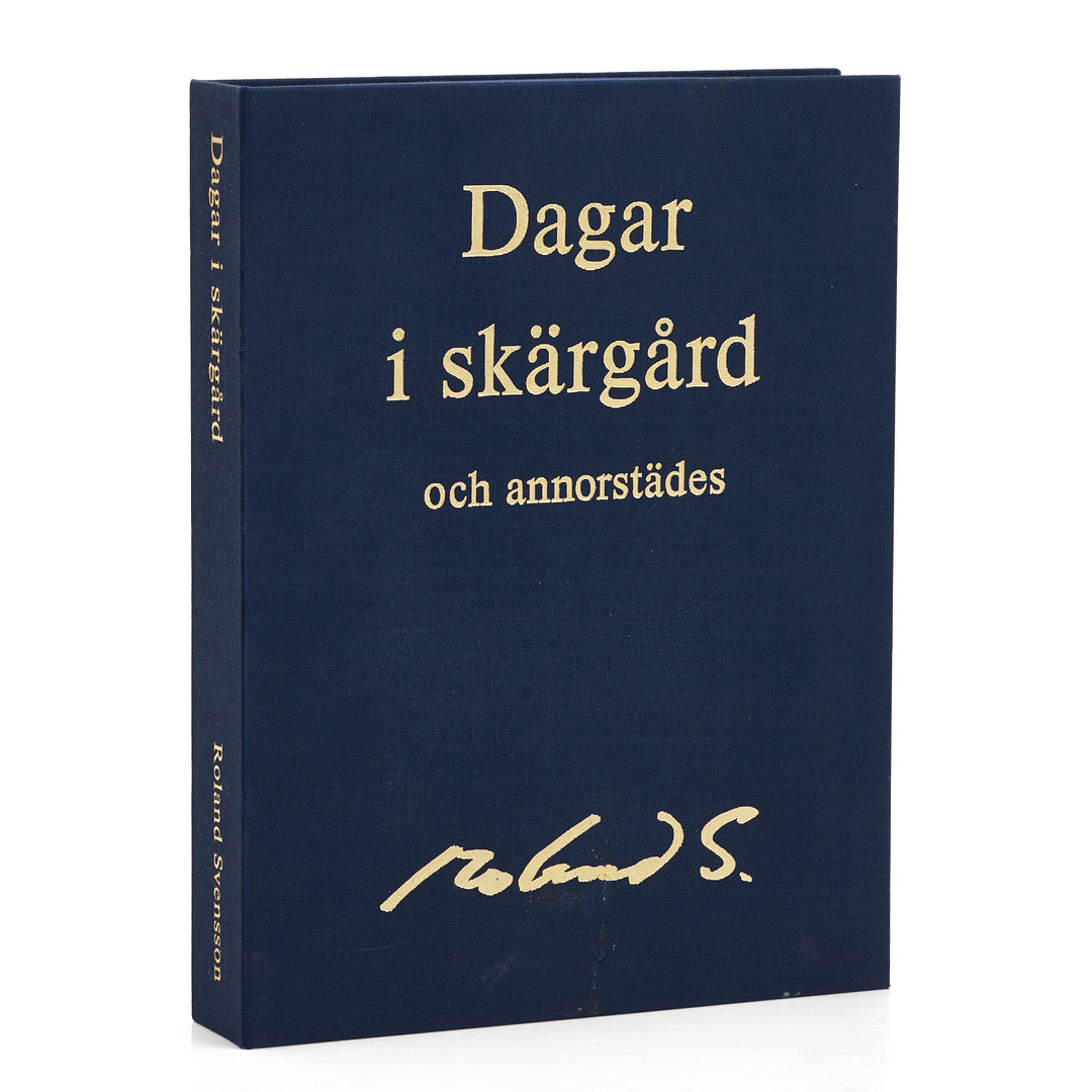 ROLAND SVENSSON. "Dagar i skärgård och annorstädes", kasett med fyra färglitografier, signerade Roland S och numrerade 25/400.