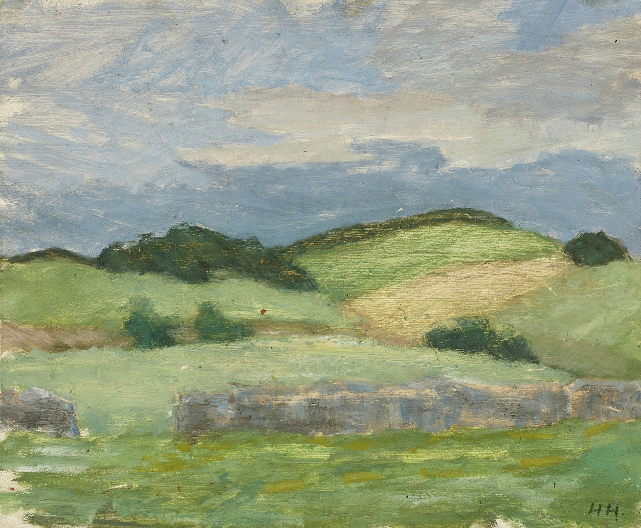 HANS HEDBERG. Landskap, monogramsignerad HH. olja på pannå.
