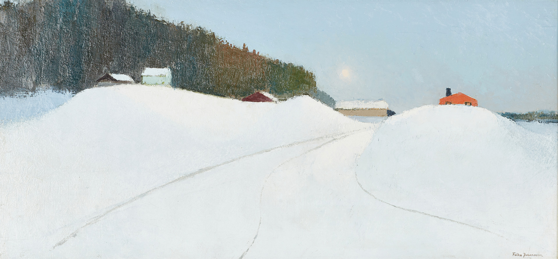 FOLKE JOHANSSON (1912-1999). Vinterdis, signerad, olja på duk.