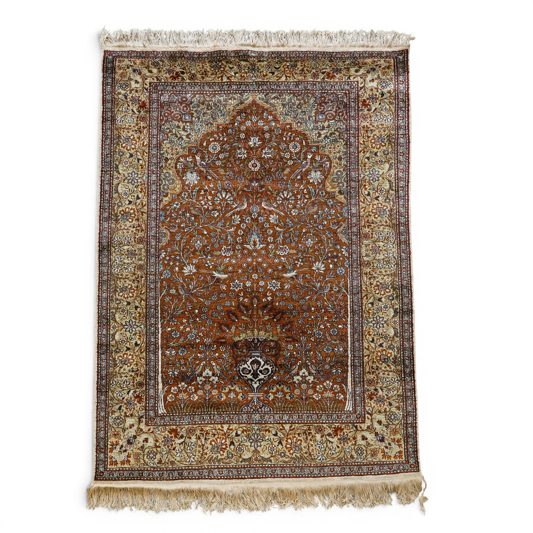 Persian silk carpet, second third of the 20th century.
