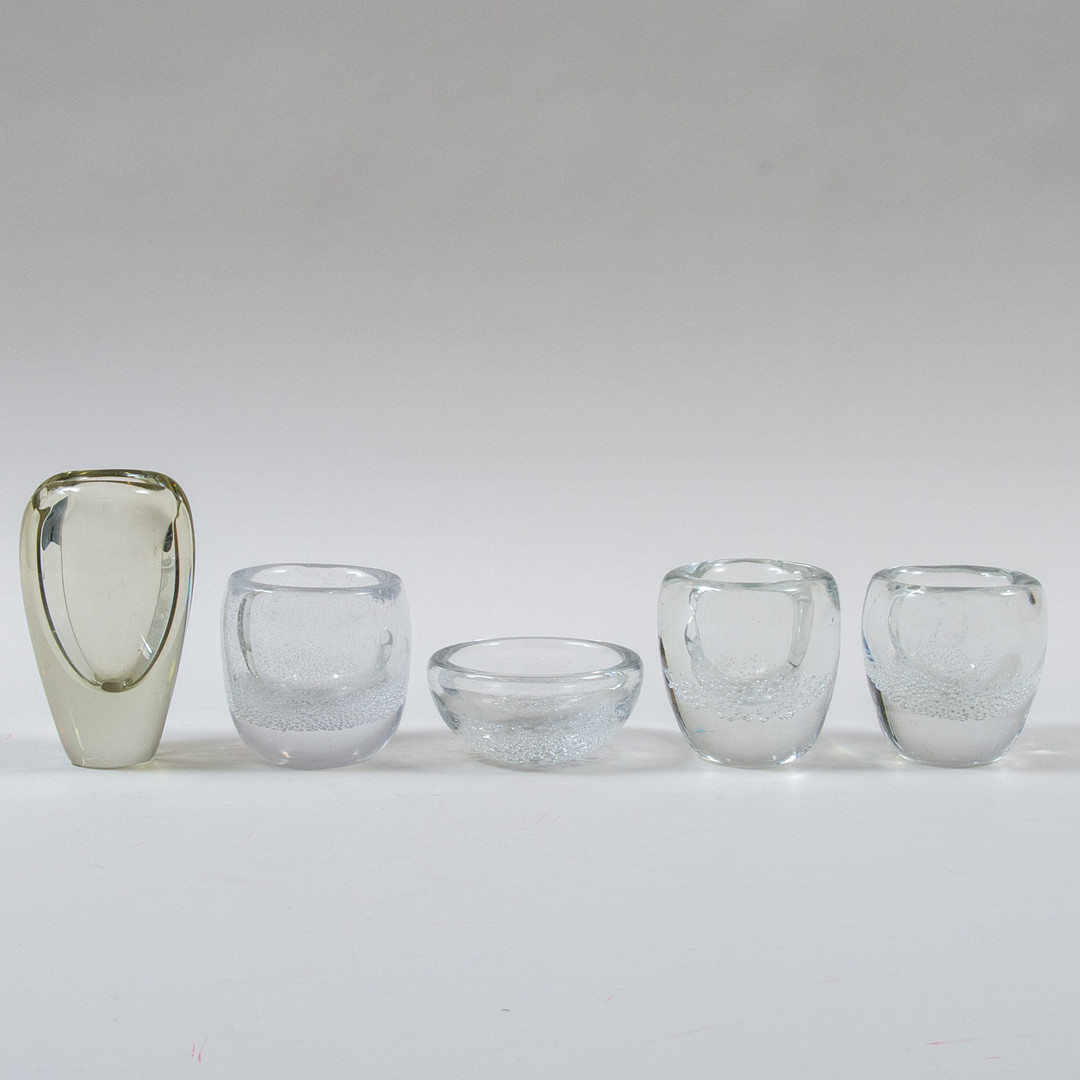 KAJ FRANCK, glas, skål & vase, Ittala, Finland. Indgraveret. (5).