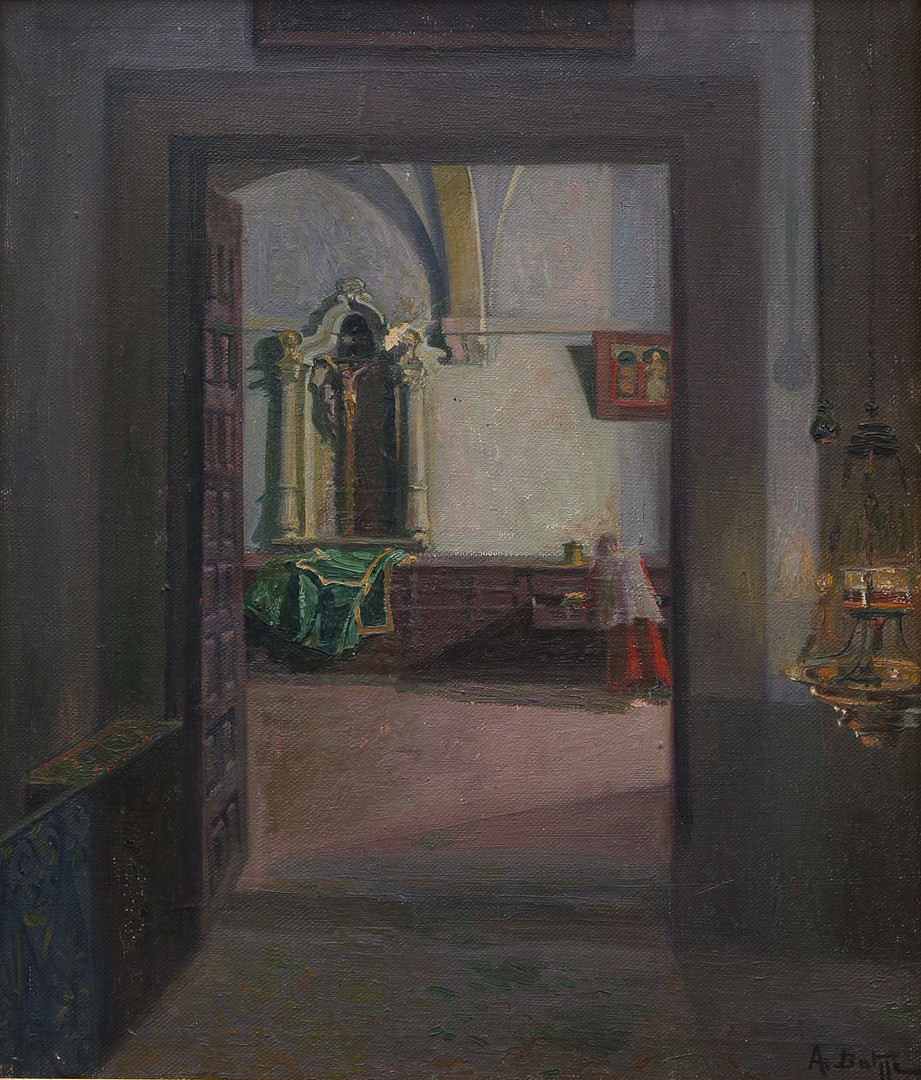CATALAN SCHOOL, 20TH CENTURY. Interior with an altar boy.