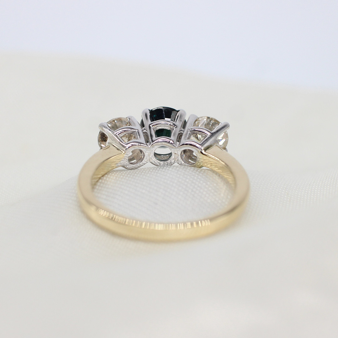 CERTIFIED SAPPHIRE & DIAMOND TRILOGY RING.
