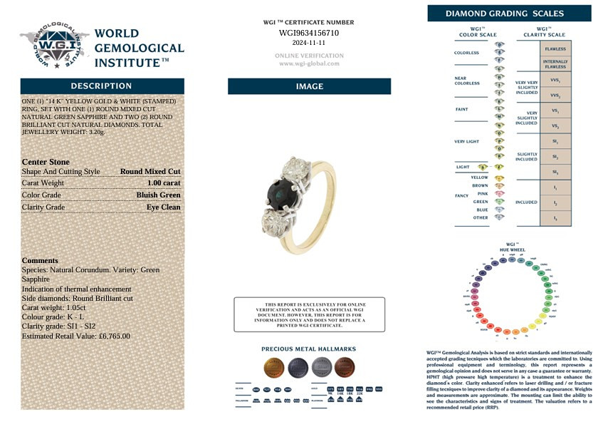 CERTIFIED SAPPHIRE & DIAMOND TRILOGY RING.