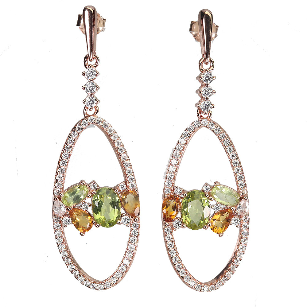 PERIDOT AND CITRINE SILVER EARRINGS.