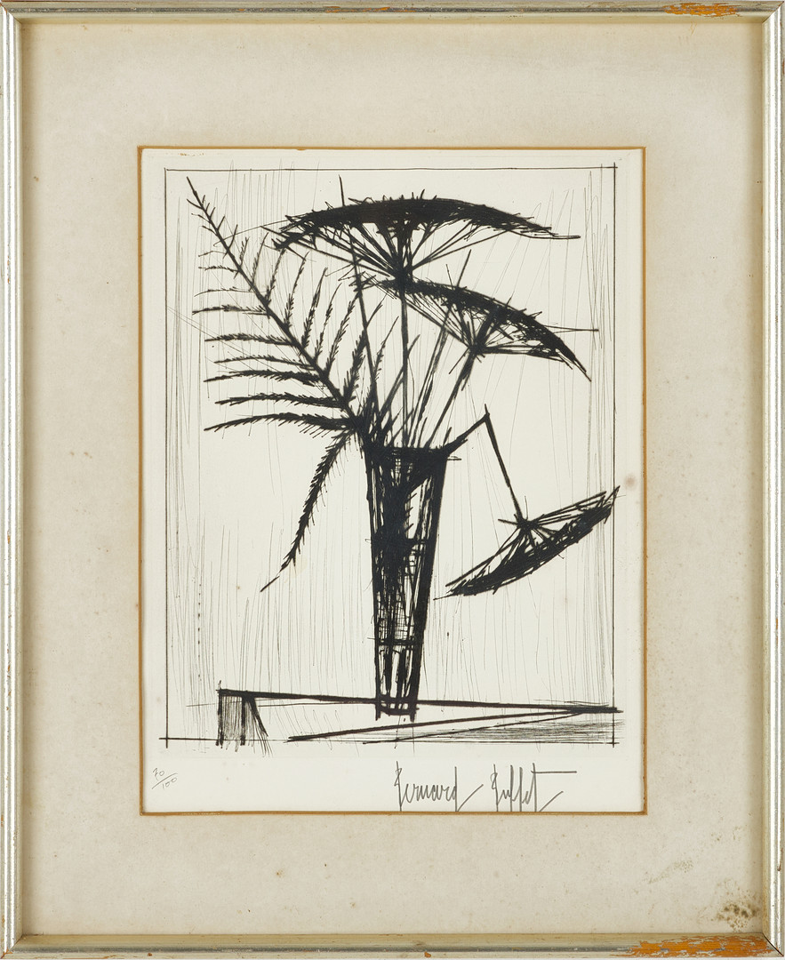 BERNARD BUFFET (FRANKRIKE, 1928-1999). "Ombrelles" (1966), signerad, numrerad 70/100, etsning.