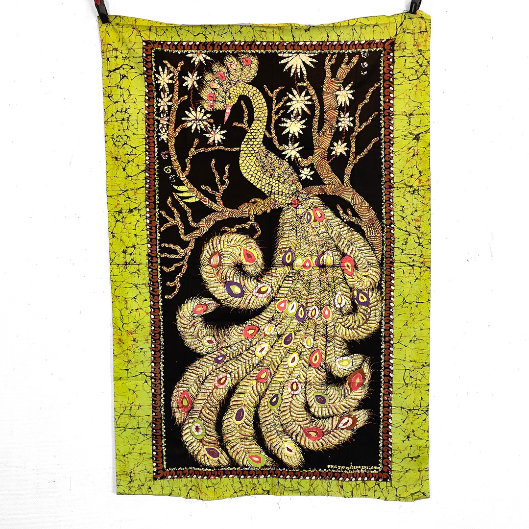ERIC SURIYASENA (f. 1922), batikkonst, Påfågel, signerad i trycket, Batiks by Eric, Sri Lanka.