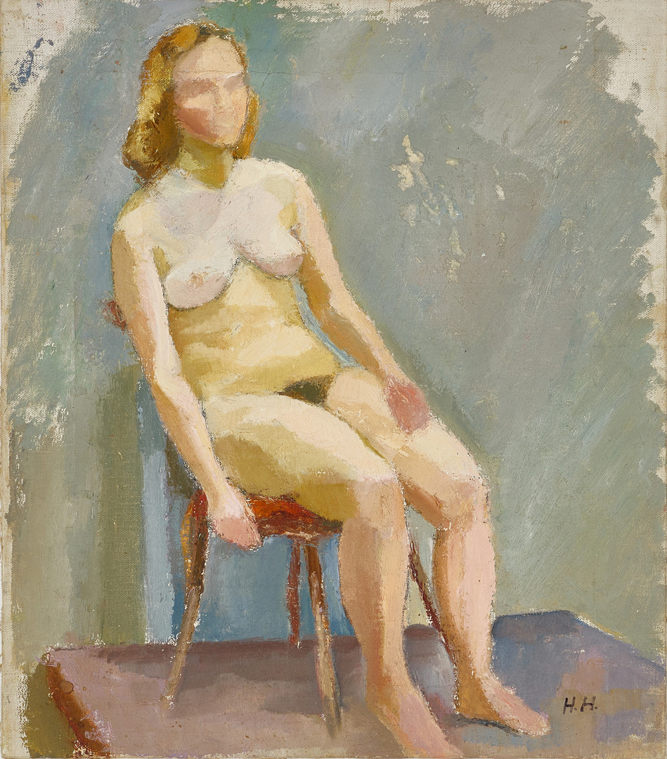 HANS HEDBERG (1917-2007). Modellstudie, monogramsignerad H.H, olja på duk.