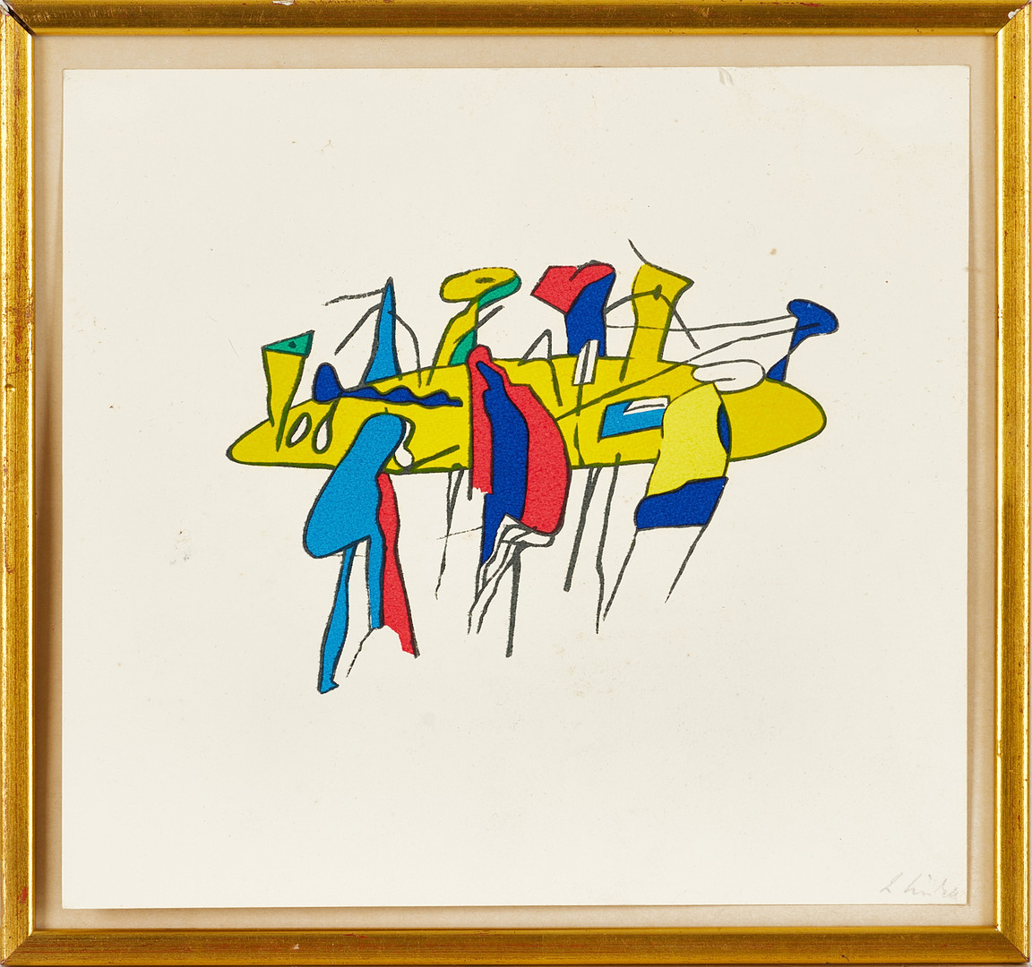 LAGE LINDELL (1920-1980). Komposition, signerad L Lindell, serigrafi.