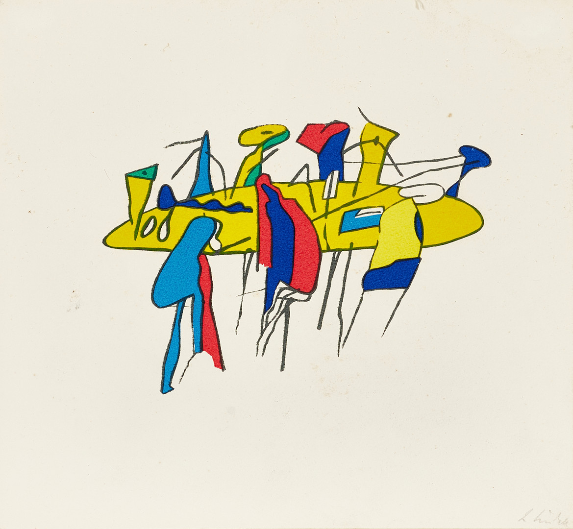 LAGE LINDELL (1920-1980). Komposition, signerad L Lindell, serigrafi.
