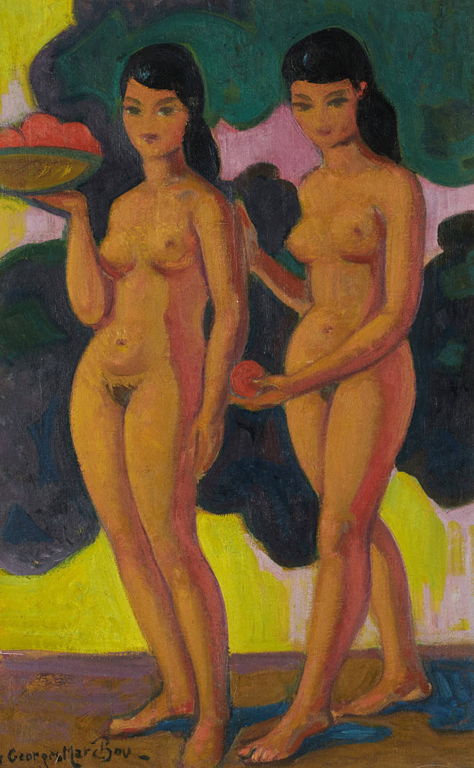 GEORGES MARCHOU (FRANKRIKE, 1898-1984). Två kvinnor, signerad, olja på duk.