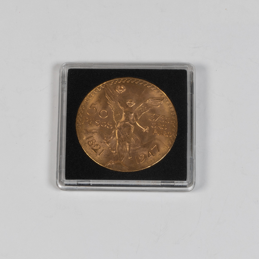 Mynt, 21,6 k guld, Mexikansk 50 Peso, 1821 - 1947.