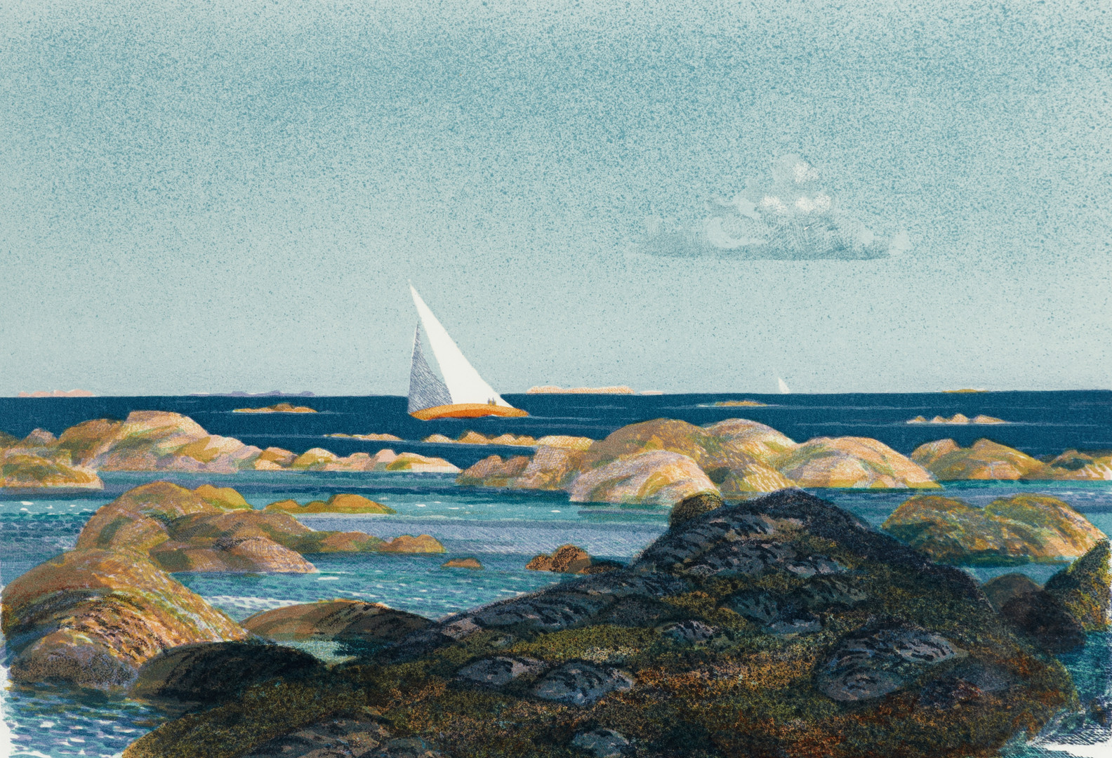 ROLAND SVENSSON (1910-2003). "Sommarbris", signerad och numrerad 230/275, färglitografi.