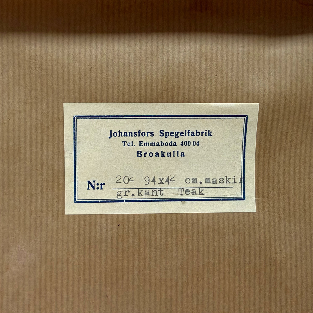 SPEGEL, teak, Johansfors Spegelfabrik, Brokulla, omkring 1900-talets mitt.