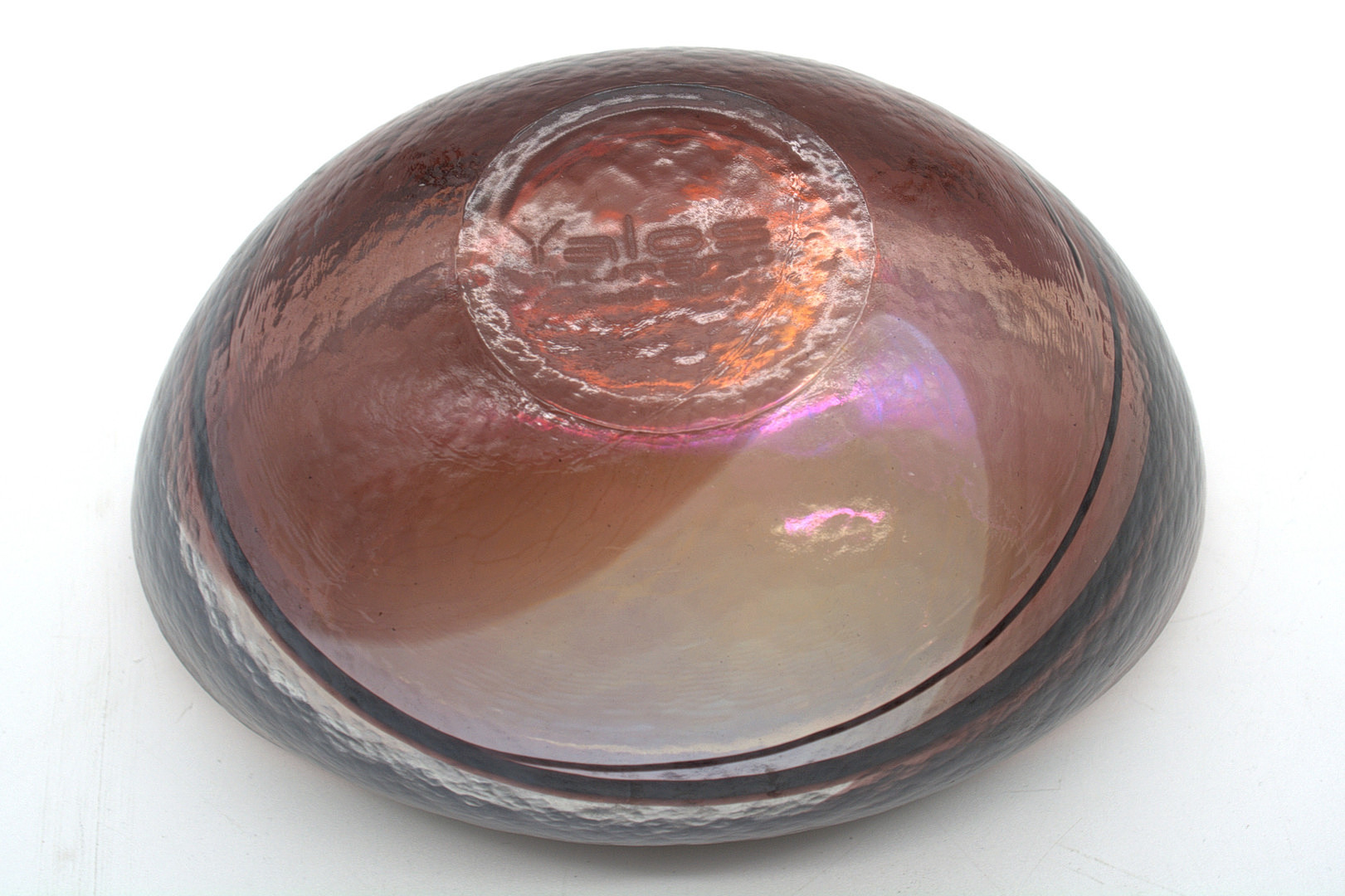 YALOS MURANO KUNSTGLASSCHALE IRISIERENDES DEKOR, MIT SIGNATUR UND ETIKETT.